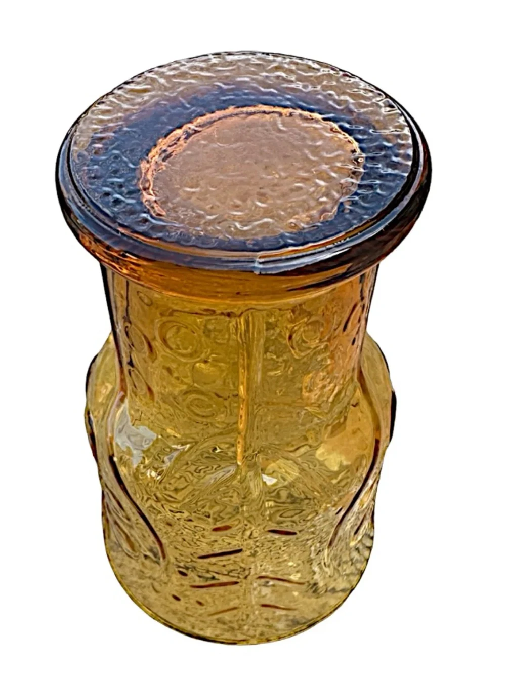 LIBBEY Vintage Amber Glass Tumbler 5” (set of 3) Country Garden Embossed Daisy